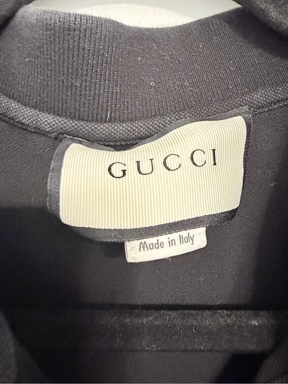 Gucci Black Polo with Yellow Tiger-Print Collar Detail medium